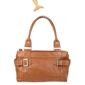 ROOMY AUDREY BROOKE TAN BROWN GENUINE LEATHER SHOULDER BAG TOTE HANDBAG PURSE